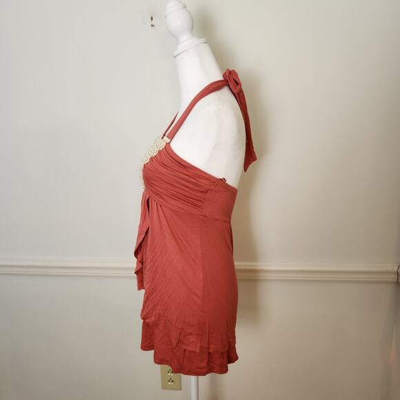 New Vtg Y2K Wet Seal Tank Top Sz Medium Halter Beaded Fairy WhimsiGoth Babydoll - Picture 4 of 10